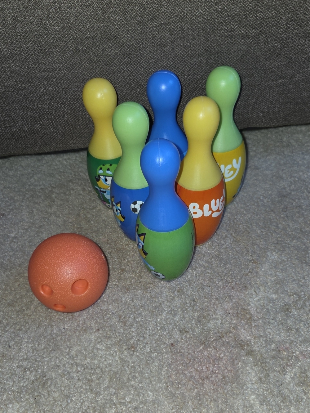 Bluey Colorful Kids Bowling Pin Set with Orange Ball